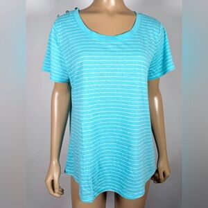 Talbots Women’s NWT Size Large Striped Linen Blend Knit Top